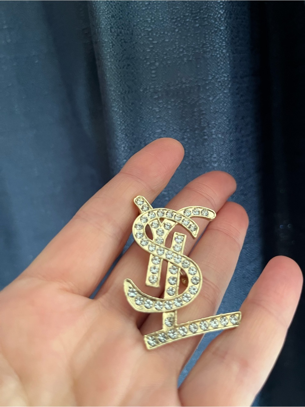 Gold Crystal Monogram Brooch - Women's Jewelry